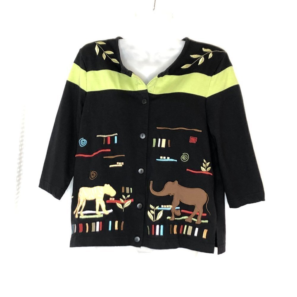 Onque Casual Safari Boxy Crop Jacket Tiger Elephant